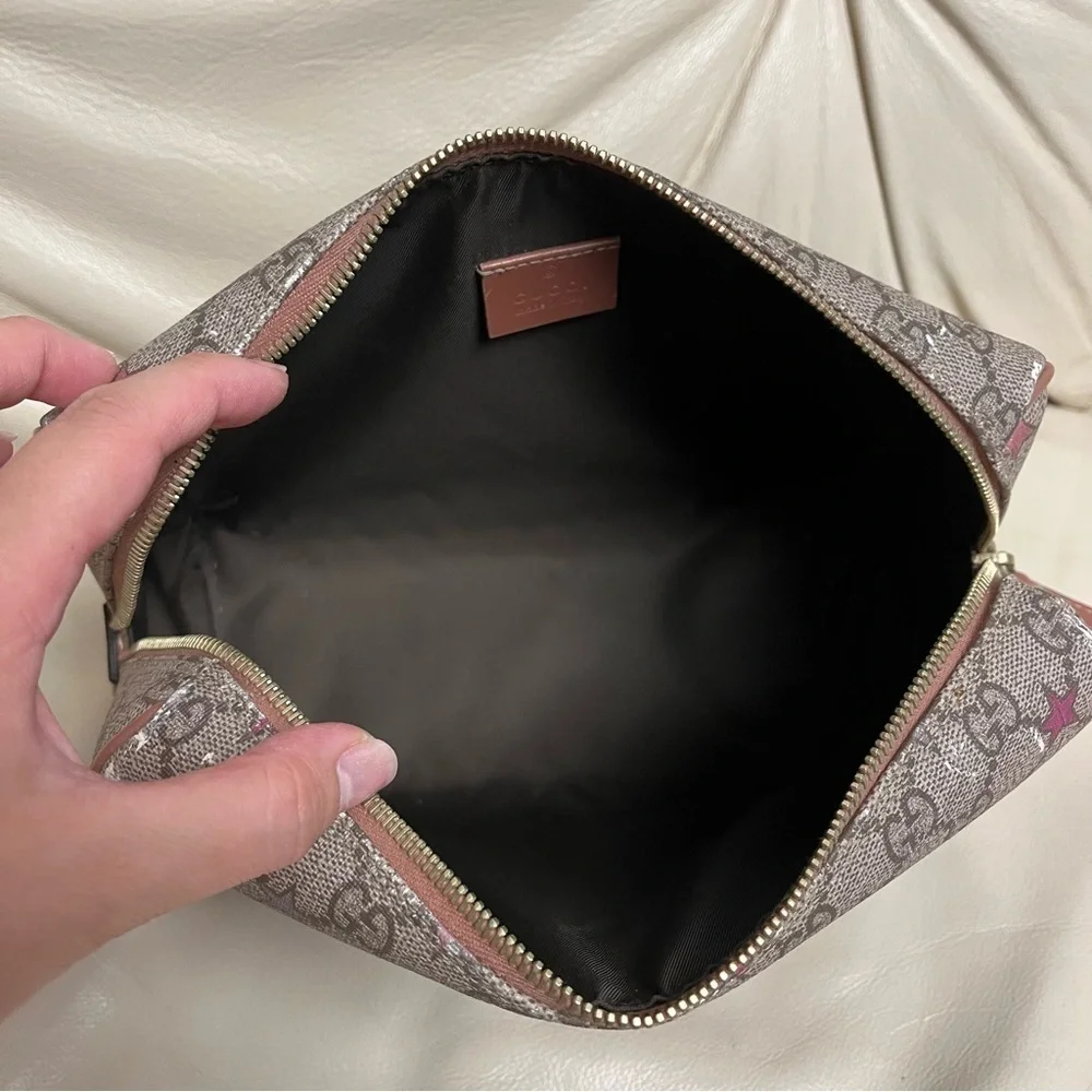 GUCCI SUPREME Star Print Zipper Cosmetic Pouch Make Up Bag